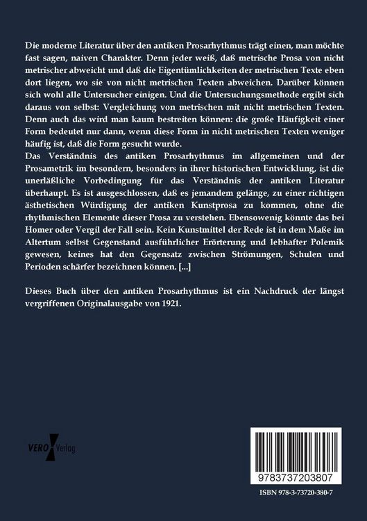 Produktbild: Der antike Prosarhythmus