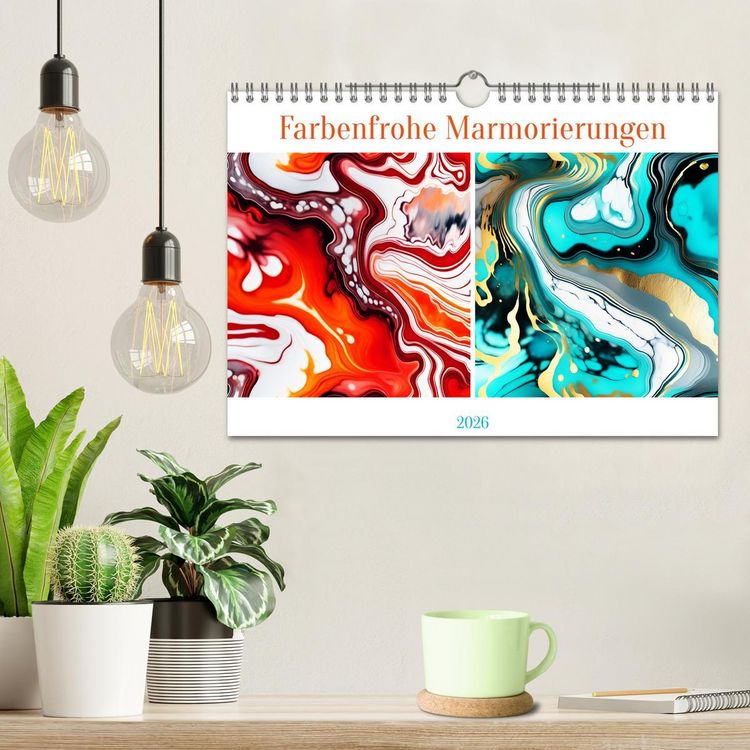 Produktbild: Farbenfrohe Marmorierungen (Wandkalender 2026 DIN A4 quer), CALVENDO Monatskalender
