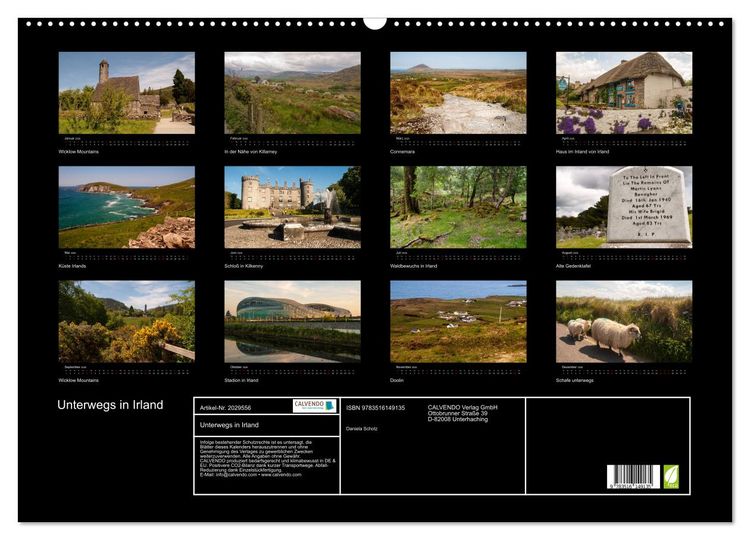 Produktbild: Unterwegs in Irland (Wandkalender 2026 DIN A2 quer), CALVENDO Monatskalender