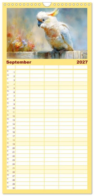 Produktbild: Familienplaner 2027 - Kakadus. Papageien an Australiens K&uuml;ste mit 5 Spalten (Wandkalender, 21 x 45 cm) CALVENDO