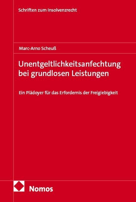 Produktbild: Unentgeltlichkeitsanfechtung bei grundlosen Leistungen