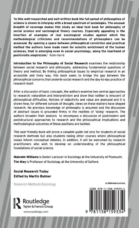 Produktbild: An Introduction To The Philosophy Of Social Research