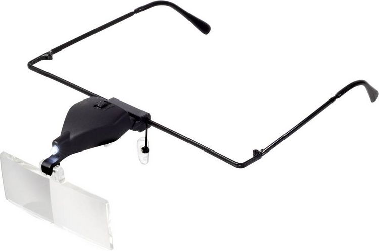 Produktbild: TOOLCRAFT TO-5137812 Lupenbrille mit LED-Beleuchtung Vergr&ouml;&szlig;erungsfaktor: 1.5 x, 2.5 x, 3.5 x Linsengr&ouml;&szlig;e: (L x B) 74 mm x 35 mm Klar, Wei&szlig;