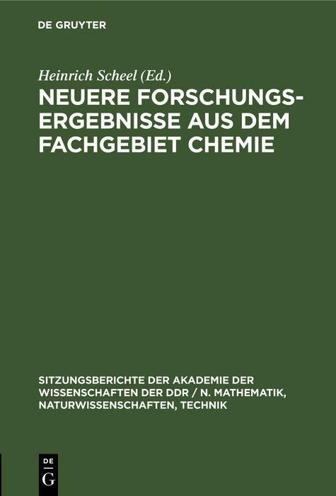 Produktbild: Neuere Forschungsergebnisse aus dem Fachgebiet Chemie