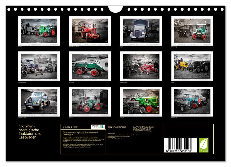 Produktbild: Oldtimer - nostalgische Traktoren und Lastwagen (Wandkalender 2026 DIN A4 quer), CALVENDO Monatskalender