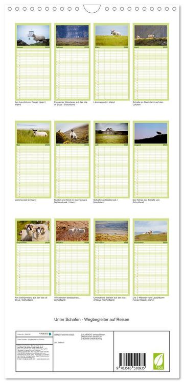 Produktbild: Familienplaner 2026 - Unter Schafen - Wegbegleiter auf Reisen mit 5 Spalten (Wandkalender, 21 x 45 cm) CALVENDO