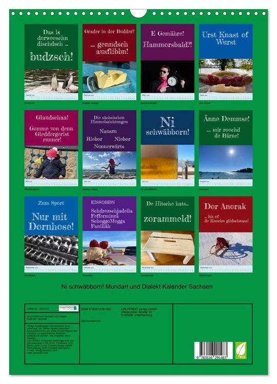 Produktbild: Ni schw&auml;bborn! Mundart und Dialekt Kalender Sachsen (Wandkalender 2026 DIN A3 hoch), CALVENDO Monatskalender