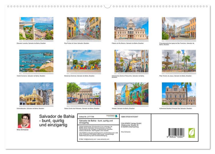 Produktbild: Salvador de Bahia - bunt, quirlig und einzigartig (hochwertiger Premium Wandkalender 2026 DIN A2 quer), Kunstdruck in Hochglanz
