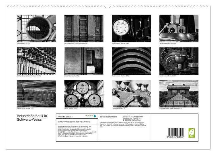 Produktbild: Industrie&auml;sthetik in Schwarz-Weiss (hochwertiger Premium Wandkalender 2026 DIN A2 quer), Kunstdruck in Hochglanz