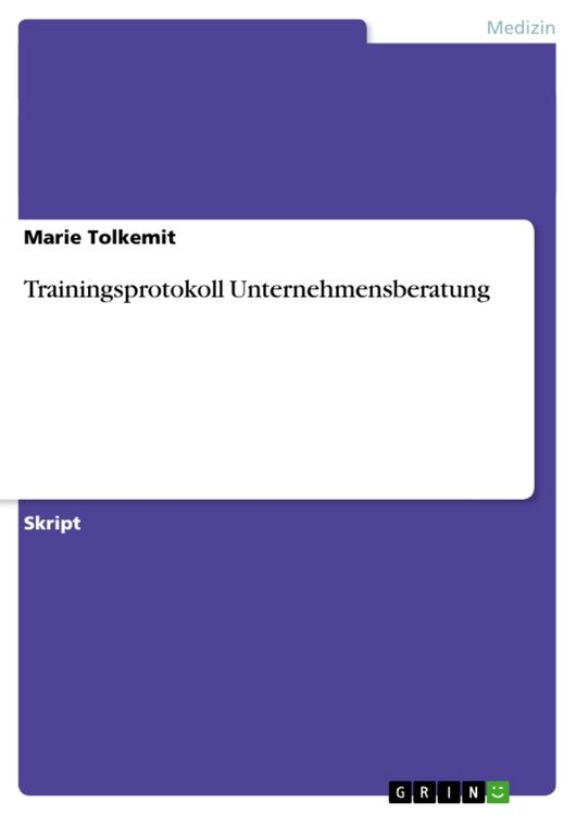 Produktbild: Trainingsprotokoll Unternehmensberatung