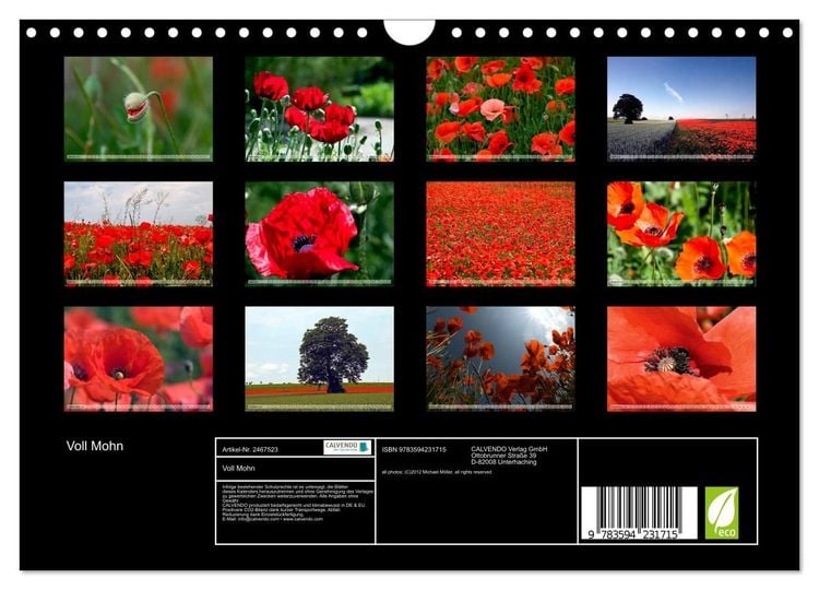 Produktbild: Voll Mohn (Wandkalender 2027 DIN A4 quer), CALVENDO Monatskalender