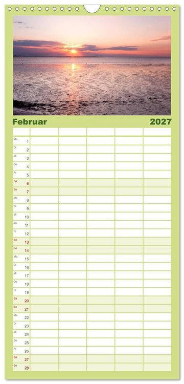 Produktbild: Familienplaner 2027 - SYLT hinter den D&uuml;nen mit 5 Spalten (Wandkalender, 21 x 45 cm) CALVENDO