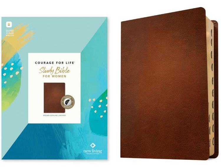 Produktbild: NLT Courage for Life Study Bible for Women, Filament Enabled (Genuine Leather, Brown, Indexed)