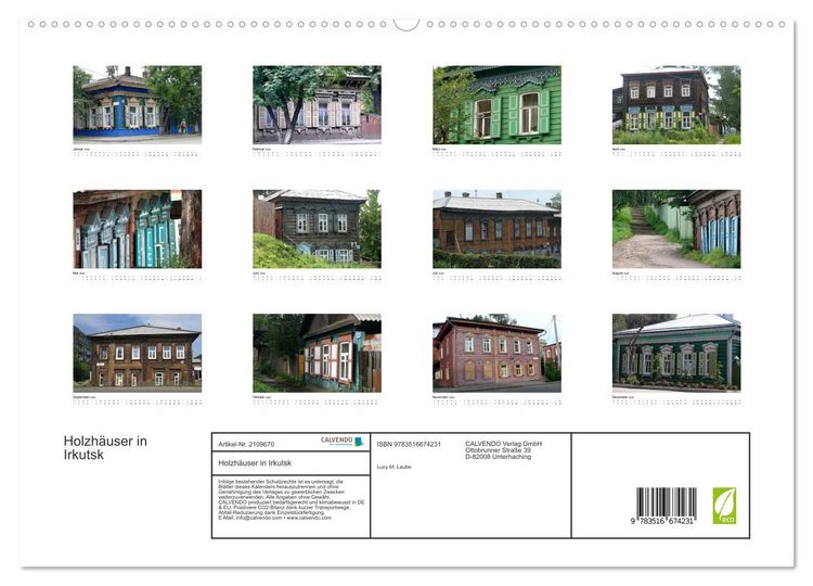 Produktbild: Holzh&auml;user in Irkutsk (hochwertiger Premium Wandkalender 2026 DIN A2 quer), Kunstdruck in Hochglanz
