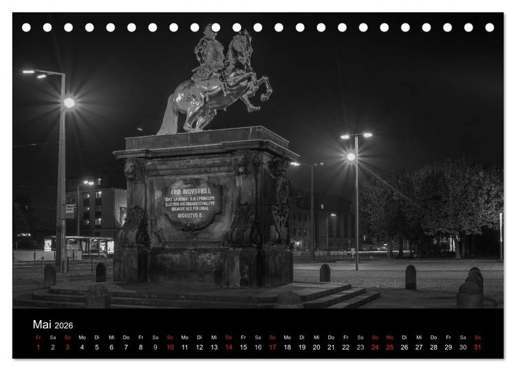 Produktbild: Dresden - Elbflorenz bei Nacht (Tischkalender 2026 DIN A5 quer), CALVENDO Monatskalender