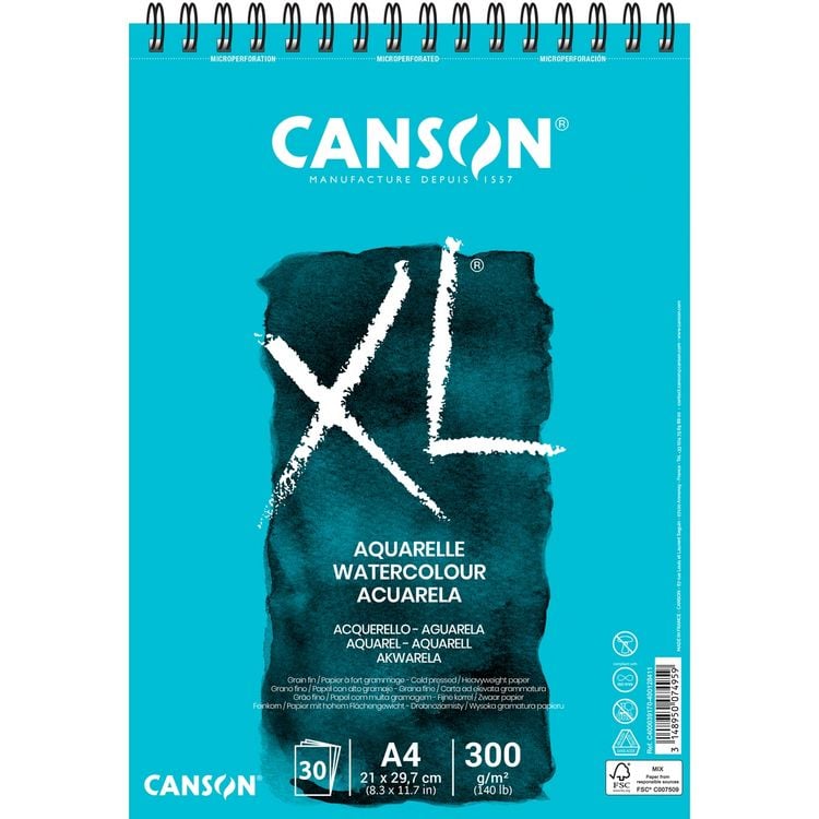 Produktbild: CANSON Aquarellblock XL 30 Blatt 300g/m&sup2; DIN A4