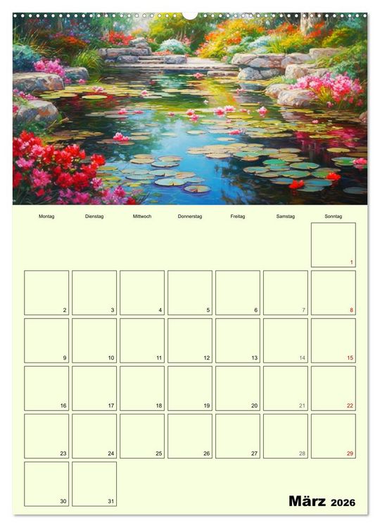 Produktbild: Im japanischen Garten. Zauberhafte Illustrationen (hochwertiger Premium Wandkalender 2026 DIN A2 hoch), Kunstdruck in Hochglanz