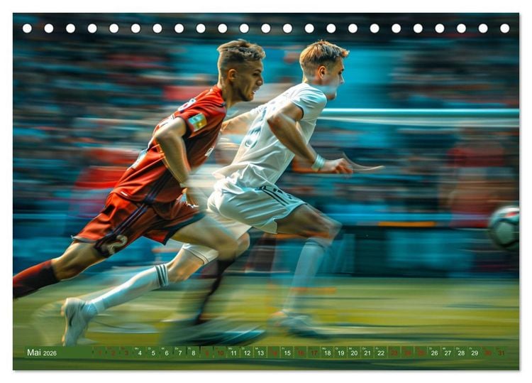 Produktbild: Fu&szlig;ball - Dynamik am Ball (Tischkalender 2026 DIN A5 quer), CALVENDO Monatskalender