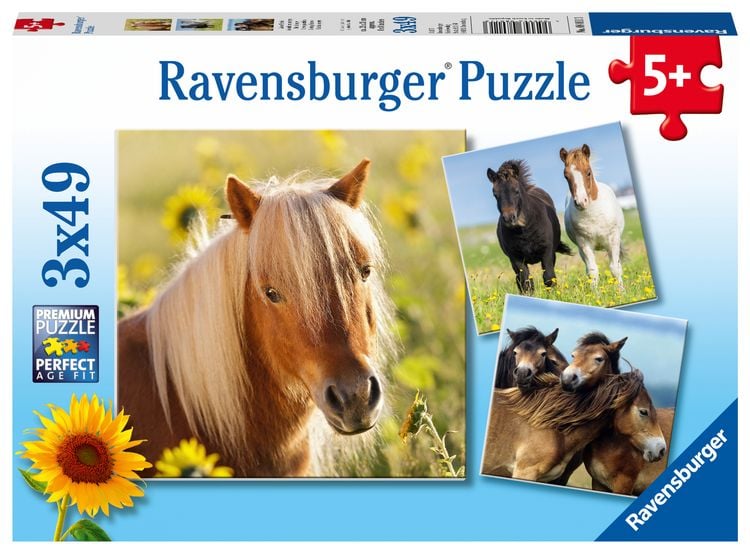 Produktbild: Puzzle Ravensburger Liebe Pferde 3 X 49 Teile