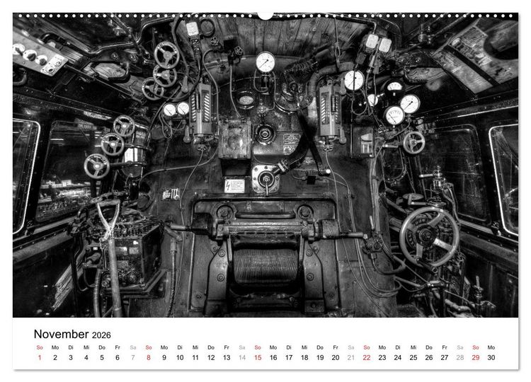 Produktbild: Unter Dampf - Eisenbahnromantik in schwarz-wei&szlig; (hochwertiger Premium Wandkalender 2026 DIN A2 quer), Kunstdruck in Hochglanz