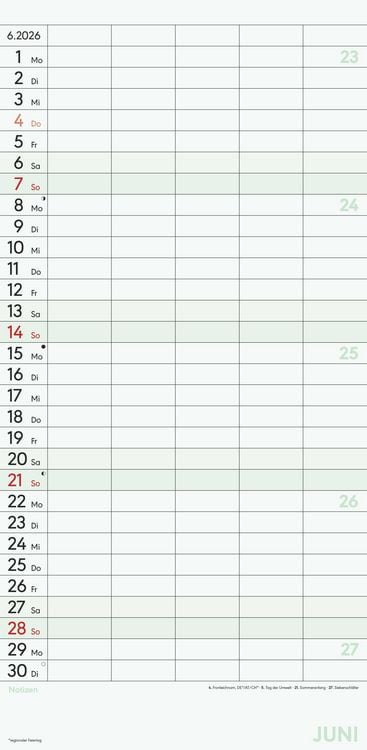 Produktbild: Superplaner L 2026 5 Spalten - Familien-Timer 22x45 cm - Offset-Papier - mit Ferienterminen - Wand-Planer - Familienkalender - Alpha Edition