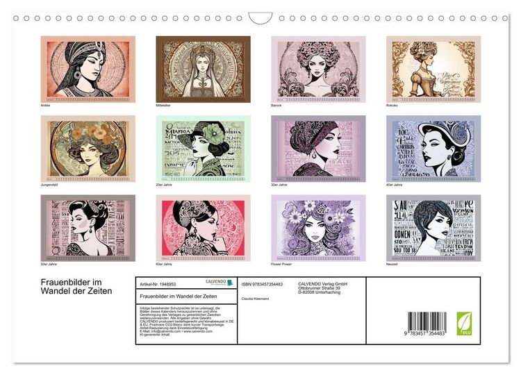 Produktbild: Frauenbilder im Wandel der Zeiten (Wandkalender 2026 DIN A3 quer), CALVENDO Monatskalender