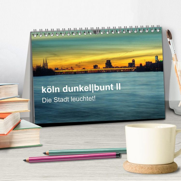 Produktbild: k&ouml;ln dunkelbunt II &ndash; Die Stadt leuchtet! (Tischkalender 2026 DIN A5 quer), CALVENDO Monatskalender