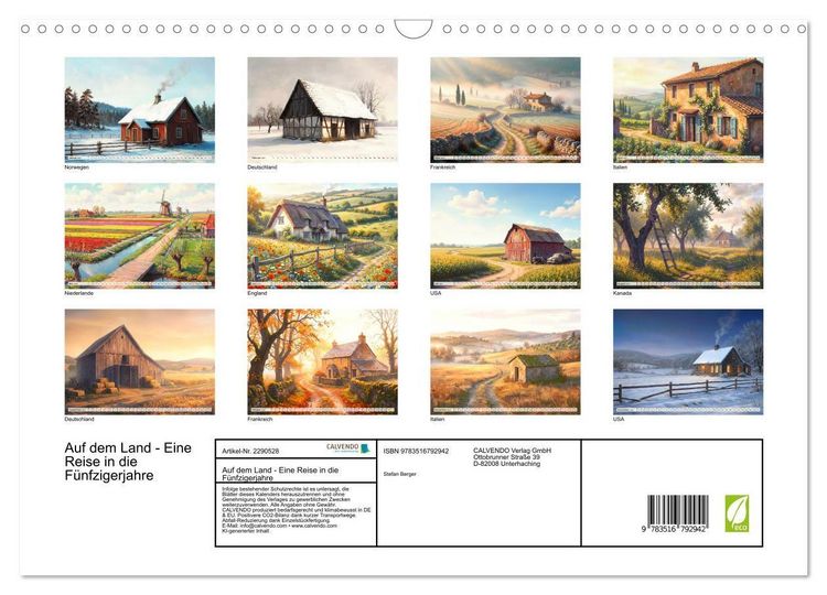 Produktbild: Auf dem Land - Eine Reise in die F&uuml;nfzigerjahre (Wandkalender 2027 DIN A3 quer), CALVENDO Monatskalender