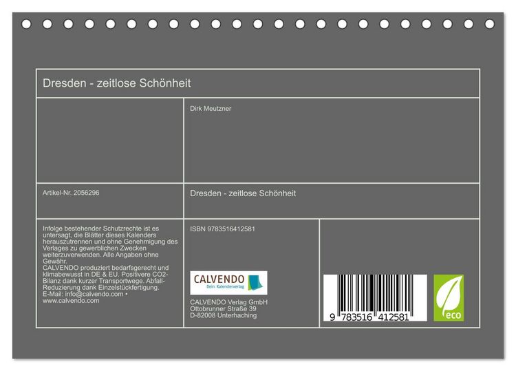 Produktbild: Dresden - zeitlose Sch&ouml;nheit (Tischkalender 2026 DIN A5 quer), CALVENDO Monatskalender