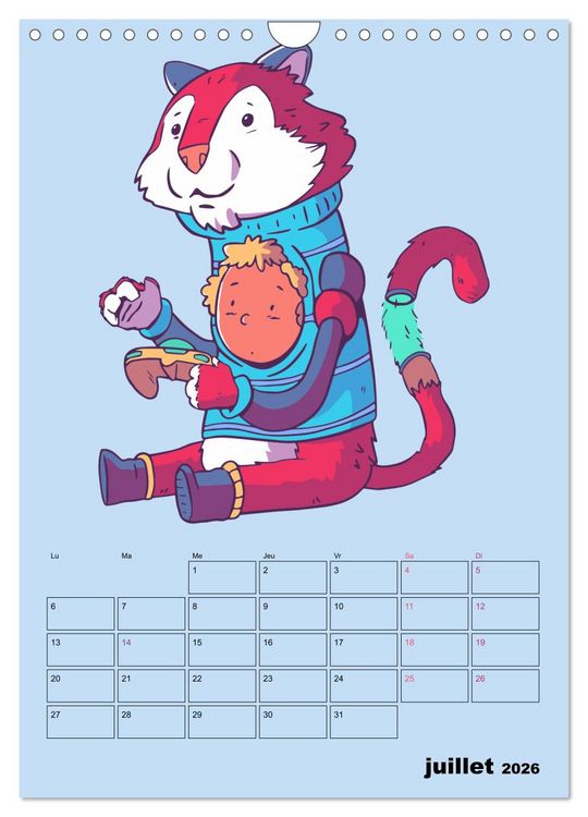 Produktbild: Animaux Gamers Amusants (Calendrier mural 2026 DIN A4 horizontal), CALVENDO calendrier mensuel