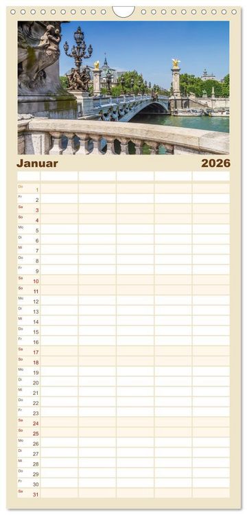 Produktbild: Familienplaner 2026 - PARIS Franz&ouml;sisches Flair und Historie mit 5 Spalten (Wandkalender, 21 x 45 cm) CALVENDO