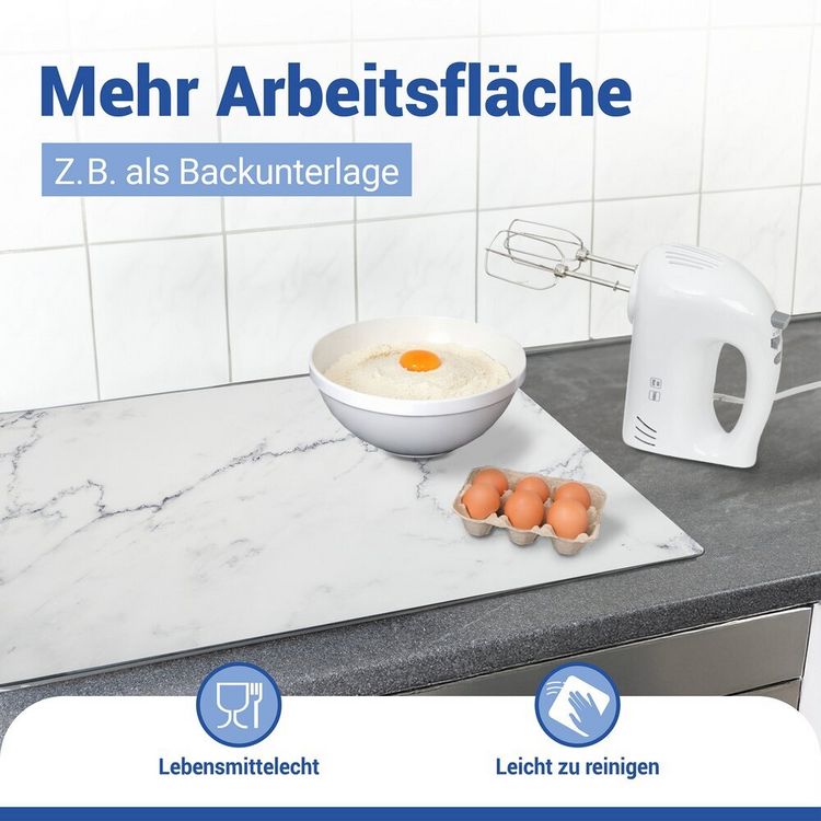 Produktbild: Schutzabdeckmatte Mod. Marmor 60 x 52 cm, hitzebest&auml;ndige Schutzmatte f&uuml;r Kochfelder