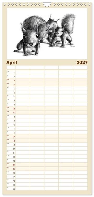 Produktbild: Familienplaner 2027 - owls & friends 2027 mit 5 Spalten (Wandkalender, 21 x 45 cm) CALVENDO