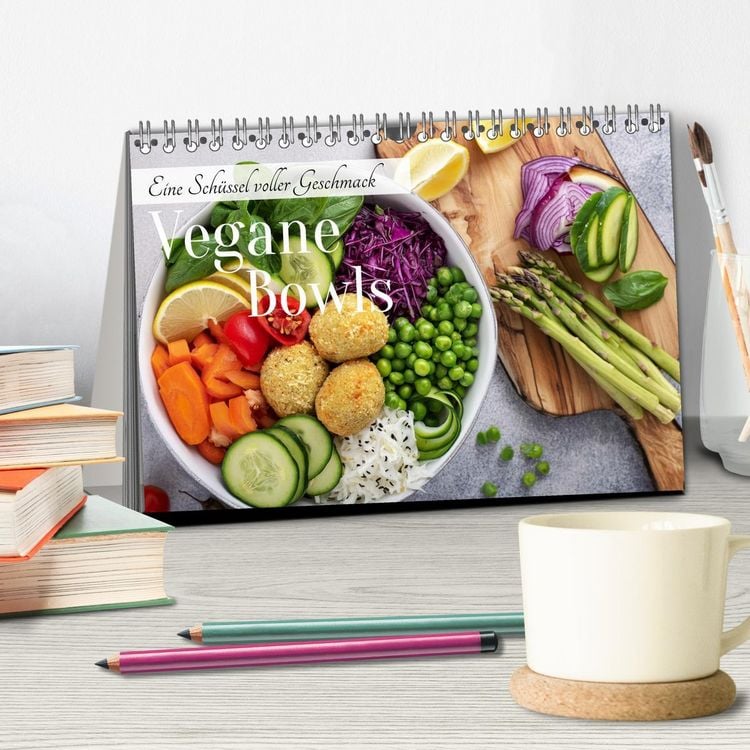 Produktbild: Vegane Bowls - Eine Sch&uuml;ssel voller Geschmack (Tischkalender 2026 DIN A5 quer), CALVENDO Monatskalender