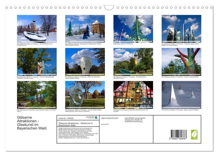 Produktbild: Gl&auml;serne Attraktionen - Glaskunst im Bayerischen Wald (Wandkalender 2026 DIN A3 quer), CALVENDO Monatskalender
