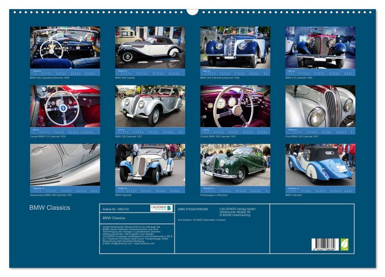 Produktbild: BMW Classics (Wandkalender 2026 DIN A2 quer), CALVENDO Monatskalender