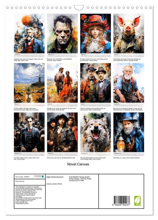 Produktbild: Novel Canvas (Wall Calendar 2026 DIN A3 portrait), CALVENDO 12 Month Wall Calendar