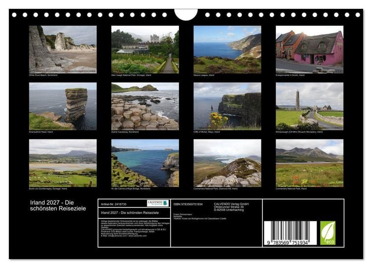 Produktbild: Irland 2027 - Die sch&ouml;nsten Reiseziele (Wandkalender 2027 DIN A4 quer), CALVENDO Monatskalender