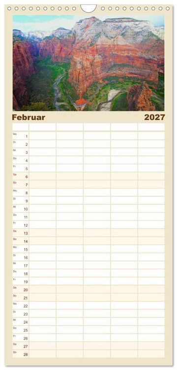 Produktbild: Familienplaner 2027 - Naturwunder und Nationalparks der amerikanischen Westk&uuml;ste mit 5 Spalten (Wandkalender, 21 x 45 cm) CALVENDO