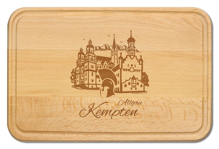 Produktbild: Buchenholz Schneidebrett 30x20cm, Motiv Kempten