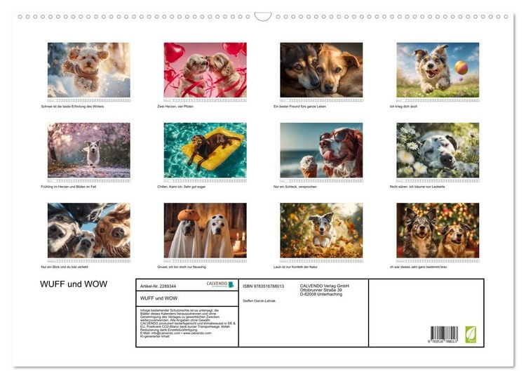 Produktbild: WUFF und WOW (Wandkalender 2027 DIN A2 quer), CALVENDO Monatskalender
