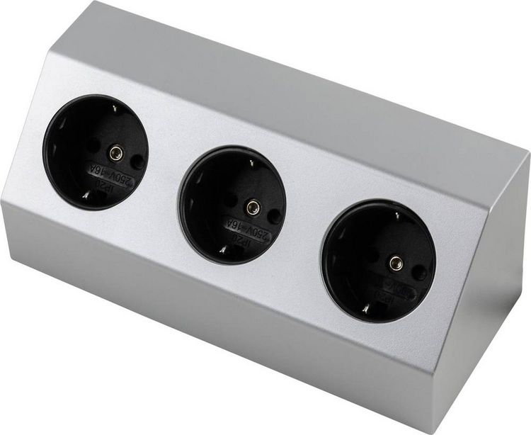 Produktbild: Heitronic 500071 Steckdosenleiste Wei&szlig;, Silber 1St.