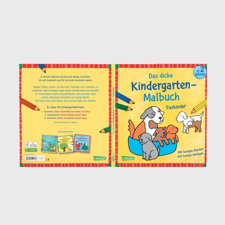 Produktbild: Ausmalbilder f&uuml;r Kita-Kinder: Das dicke Kindergarten-Malbuch: Tierkinder