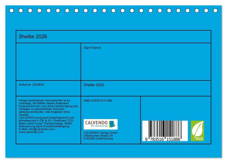Produktbild: Sheltie 2026 (Tischkalender 2026 DIN A5 quer), CALVENDO Monatskalender