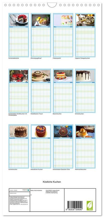Produktbild: Familienplaner 2026 - K&ouml;stliche Kuchen mit 5 Spalten (Wandkalender, 21 x 45 cm) CALVENDO