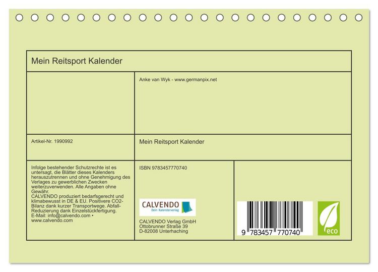 Produktbild: Mein Reitsport Kalender (Tischkalender 2026 DIN A5 quer), CALVENDO Monatskalender
