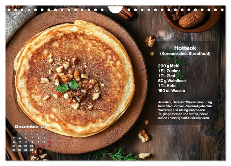 Produktbild: Streetfood Kalender - Einfache Rezepte aus den Stra&szlig;enk&uuml;chen der Welt (Wandkalender 2026 DIN A4 quer), CALVENDO Monatskalender