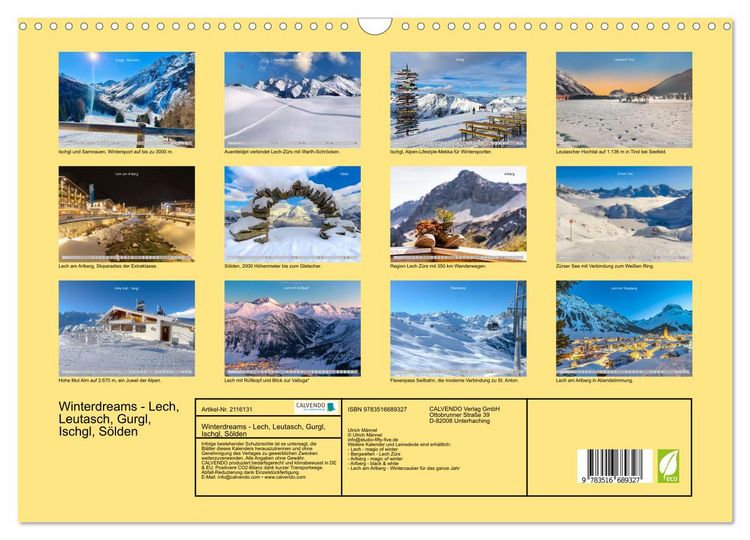 Produktbild: Winterdreams - Lech, Leutasch, Gurgl, Ischgl, S&ouml;lden (Wandkalender 2026 DIN A3 quer), CALVENDO Monatskalender