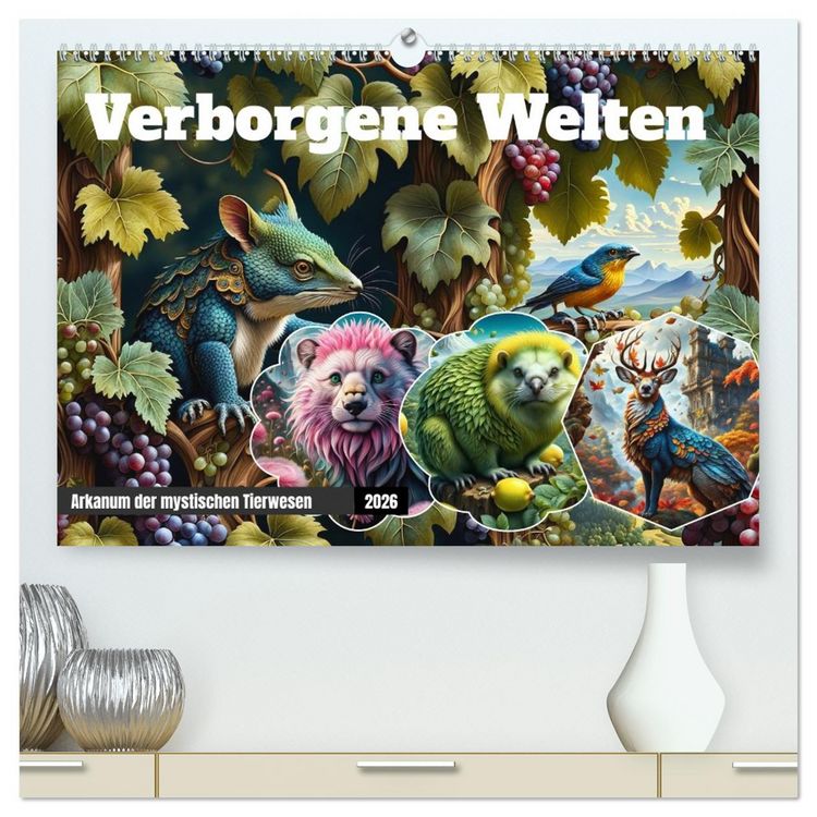 Produktbild: Verborgene Welten: Arkanum der mystischen Tierwesen (hochwertiger Premium Wandkalender 2026 DIN A2 quer), Kunstdruck in Hochglanz