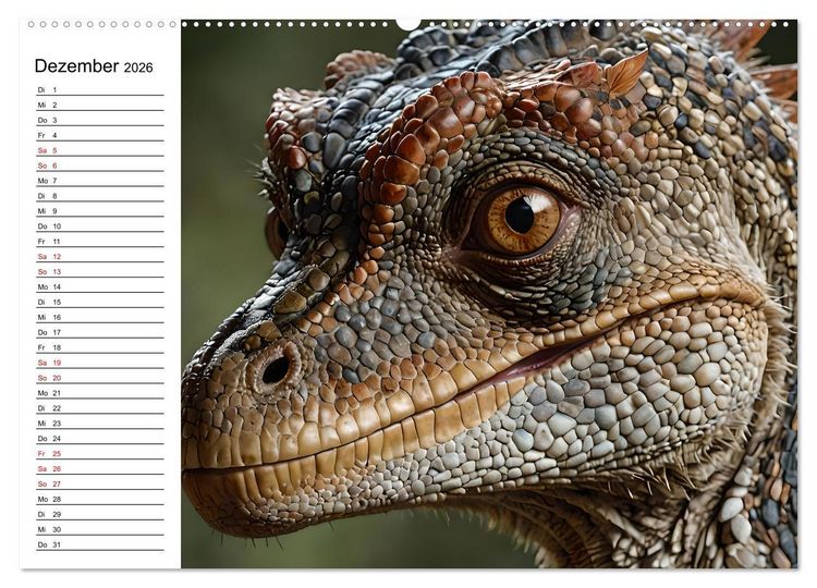Produktbild: Urzeit erwacht - Ein Jahr mit den Dinosauriern (hochwertiger Premium Wandkalender 2026 DIN A2 quer), Kunstdruck in Hochglanz